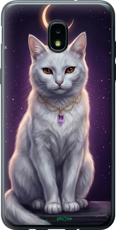 Силіконовий чехол Mystic White Cat Gothic Dark Purple Gold для Samsung Galaxy J3 2018 - 6805u-1501 изображение 