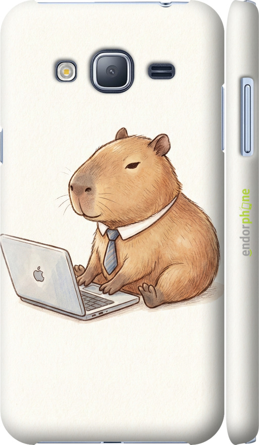 3D пластиковый матовый чехол Funny Capybara CEO Working для Samsung Galaxy J3 Duos (2016) J320H - 6777m-265 изображение 
