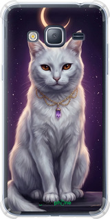 Силикон с усиленными углами чехол Mystic White Cat Gothic Dark Purple Gold для Samsung Galaxy J3 Duos (2016) J320H - 6805sp-265 изображение 