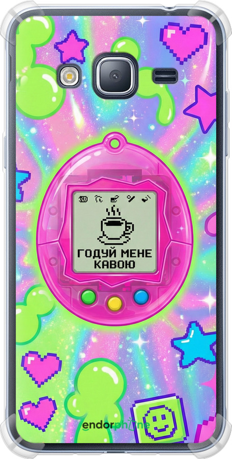 Силикон с усиленными углами чехол Y2K Aesthetic Retro Pet: Годуй мене кавою для Samsung Galaxy J3 Duos (2016) J320H - 6784sp-265 изображение 