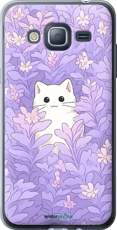 2D пластиковий чехол Котик в цветах для Samsung Galaxy J3 Duos (2016) J320H - 6390t-265 изображение 