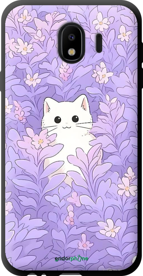 TPU чехол Котик в цветах для Samsung Galaxy J4 2018 - 6390b-1487 изображение 