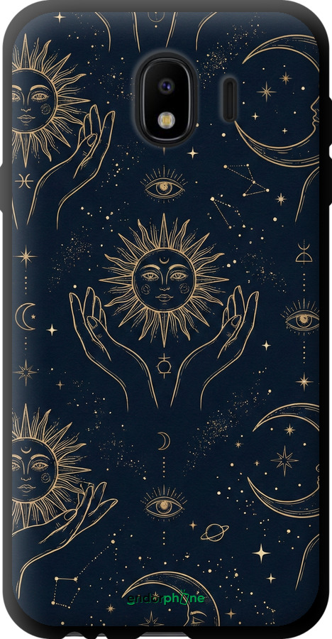 TPU чехол Celestial Harmony: Sun & Moon Gold Mystic Pattern для Samsung Galaxy J4 2018 - 6778b-1487 изображение 