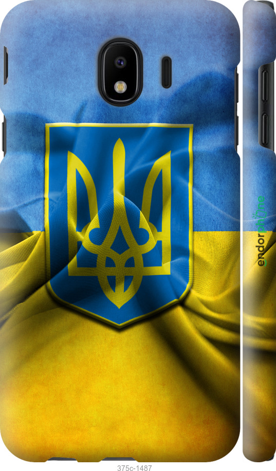 

3D пластиковий матовий чохол "Прапор та герб України" для Samsung Galaxy J4 2018, Блакитний