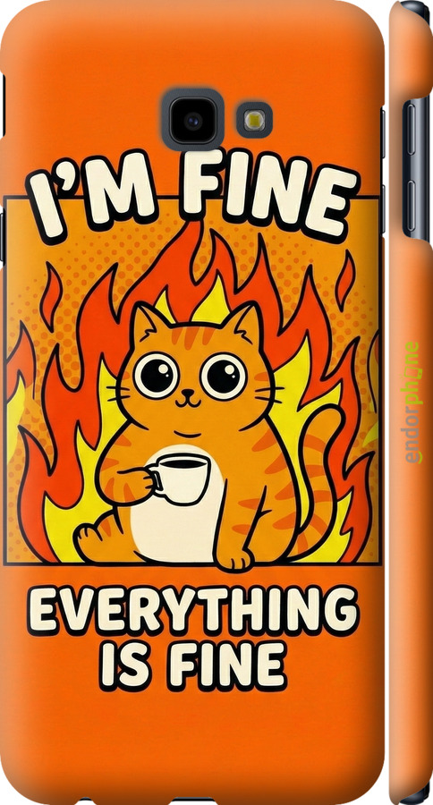 3D пластиковый матовый чехол Funny Cat для Samsung Galaxy J4 Plus 2018 - 6786m-1594 изображение 