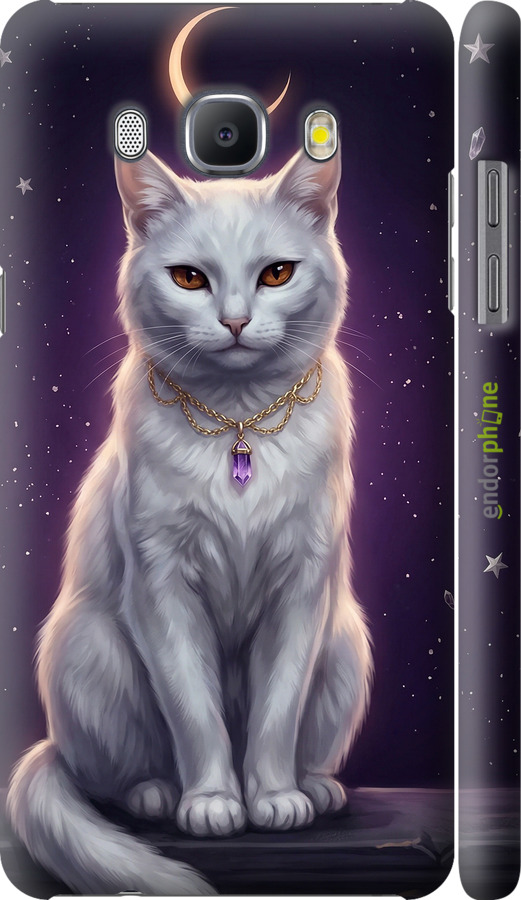 3D пластиковий матовий чехол Mystic White Cat Gothic Dark Purple Gold для Samsung Galaxy J5 (2016) J510H - 6805m-264 изображение 