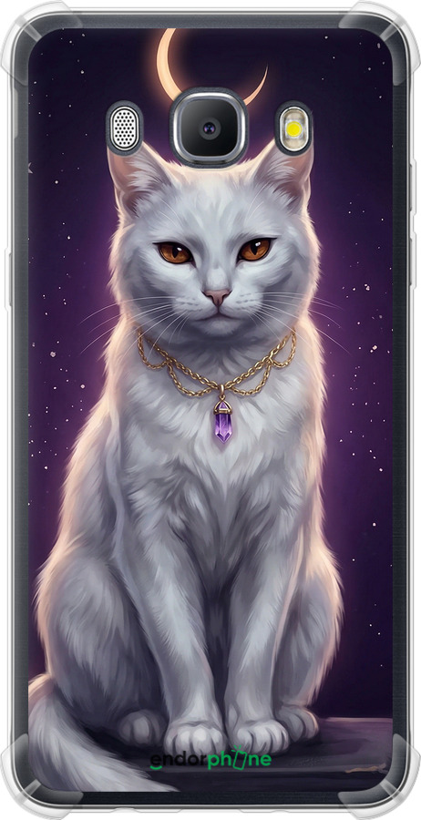Силикон с усиленными углами чехол Mystic White Cat Gothic Dark Purple Gold для Samsung Galaxy J5 (2016) J510H - 6805sp-264 изображение 