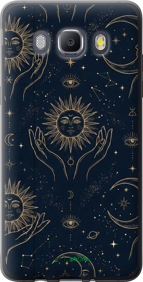 Силиконовый чехол Celestial Harmony: Sun & Moon Gold Mystic Pattern для Samsung Galaxy J5 (2016) J510H - 6778u-264 изображение 