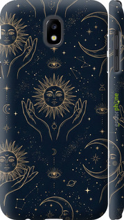 3D пластиковый матовый чехол Celestial Harmony: Sun & Moon Gold Mystic Pattern для Samsung Galaxy J5 J530 (2017) - 6778m-795 изображение 