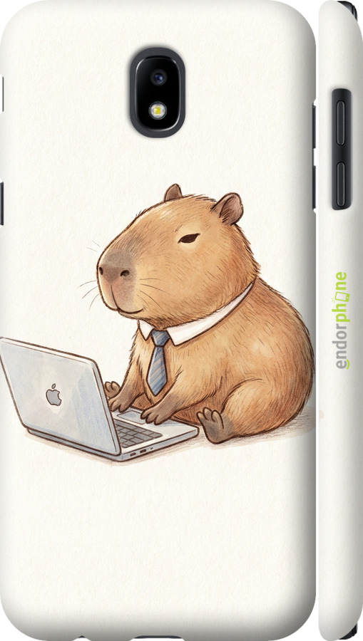 3D пластиковый матовый чехол Funny Capybara CEO Working для Samsung Galaxy J5 J530 (2017) - 6777m-795 изображение 