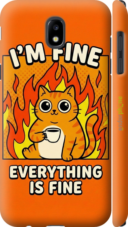 3D пластиковий матовий чехол Funny Cat для Samsung Galaxy J5 J530 (2017) - 6786m-795 изображение 