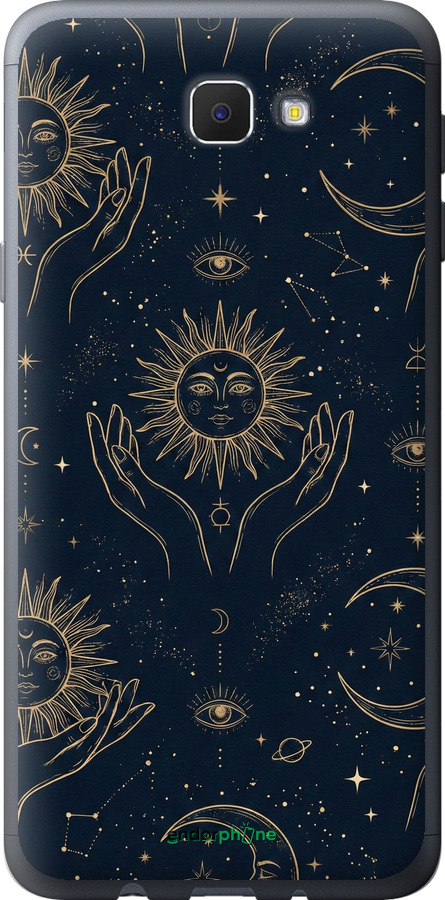 2D пластиковий чехол Celestial Harmony: Sun & Moon Gold Mystic Pattern для Samsung Galaxy J5 Prime - 6778t-465 изображение 
