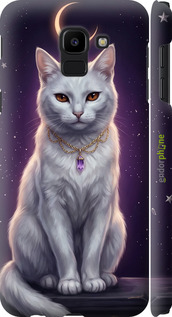 3D пластиковый матовый чехол Mystic White Cat Gothic Dark Purple Gold для Samsung Galaxy J6 2018 - 6805m-1486 изображение 