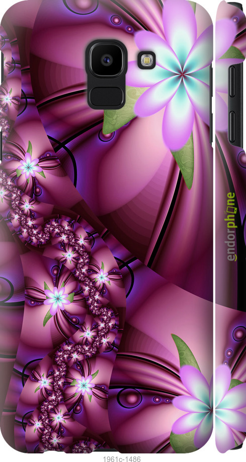 

3D пластиковий матовий чохол "Квіткова мозаїка" для Samsung Galaxy J6 2018, Рожевий