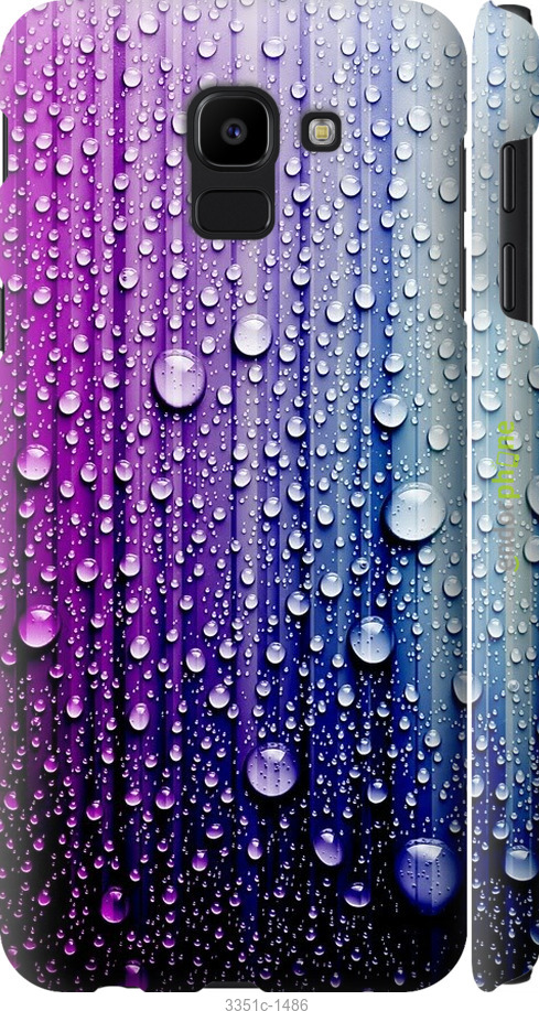 

3D пластиковий матовий чохол "Краплини води" для Samsung Galaxy J6 2018, Синій