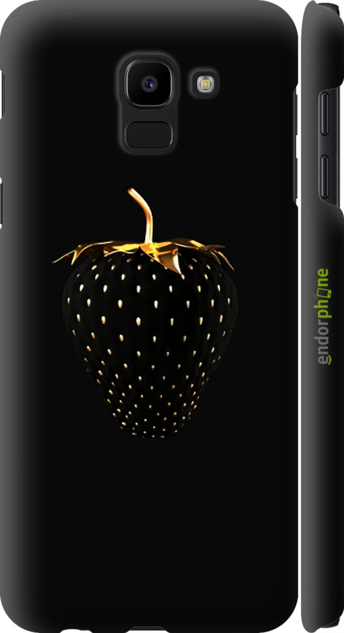 

3D пластиковий матовий чохол "Чорна полуниця" для Samsung Galaxy J6 2018, Чорний