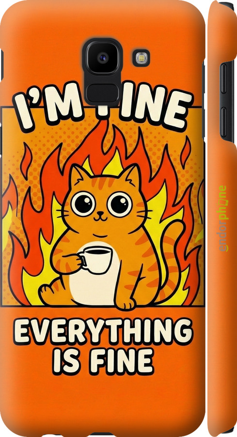 3D пластиковий матовий чехол Funny Cat для Samsung Galaxy J6 2018 - 6786m-1486 изображение 