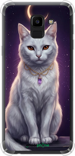 Силикон с усиленными углами чехол Mystic White Cat Gothic Dark Purple Gold для Samsung Galaxy J6 2018 - 6805sp-1486 изображение 