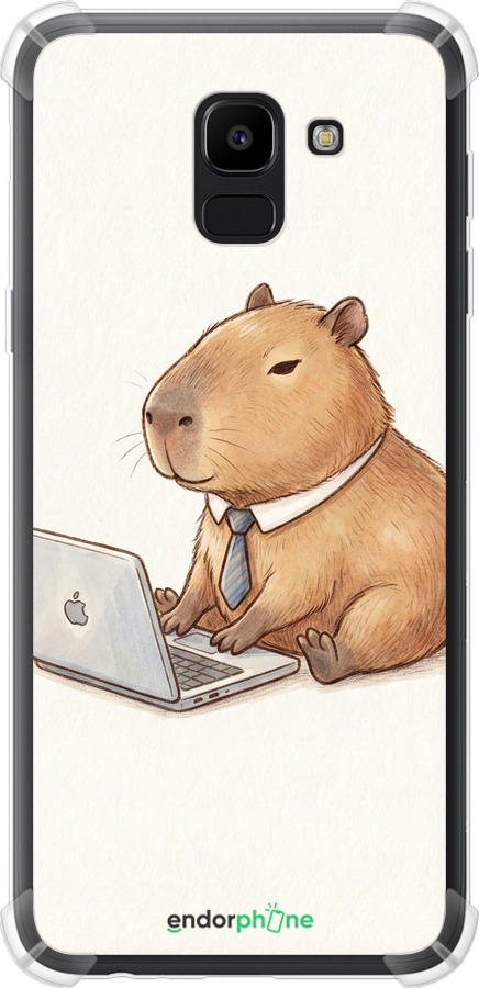Силіконовий протиударний с посиленими кутами чехол Funny Capybara CEO Working для Samsung Galaxy J6 2018 - 6777sp-1486 изображение 