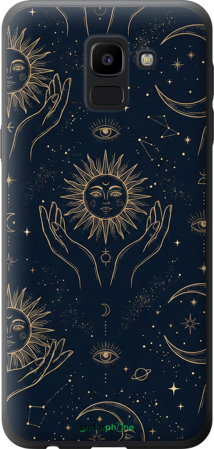 2D пластиковий чехол Celestial Harmony: Sun & Moon Gold Mystic Pattern для Samsung Galaxy J6 2018 - 6778t-1486 изображение 