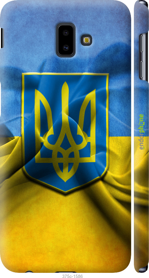 

3D пластиковий матовий чохол "Прапор та герб України" для Samsung Galaxy J6 Plus 2018, Блакитний