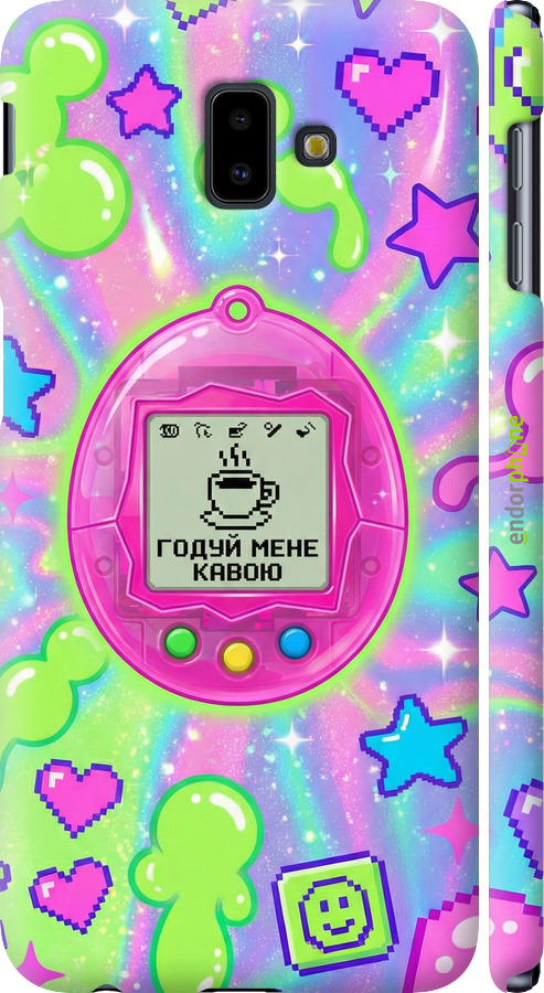 3D пластиковый матовый чехол Y2K Aesthetic Retro Pet: Годуй мене кавою для Samsung Galaxy J6 Plus 2018 - 6784m-1586 изображение 