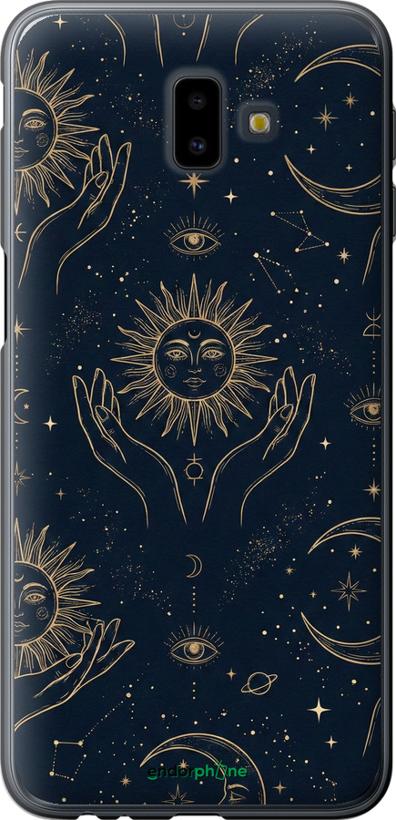 Силиконовый чехол Celestial Harmony: Sun & Moon Gold Mystic Pattern для Samsung Galaxy J6 Plus 2018 - 6778u-1586 изображение 