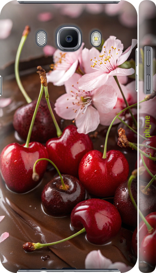 3D пластиковый матовый чехол Вишня в шоколаде для Samsung Galaxy J7 (2016) J710F - 6698m-263 изображение 