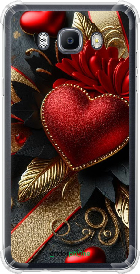 Силіконовий протиударний с посиленими кутами чехол Сердечки v2 для Samsung Galaxy J7 (2016) J710F - 5832sp-263 изображение 
