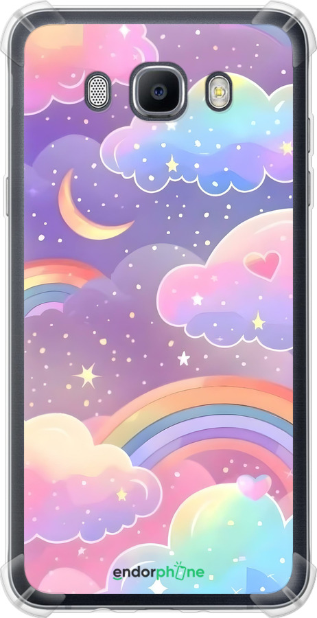 Силикон с усиленными углами чехол Облака и радуга для Samsung Galaxy J7 (2016) J710F - 6312sp-263 изображение 