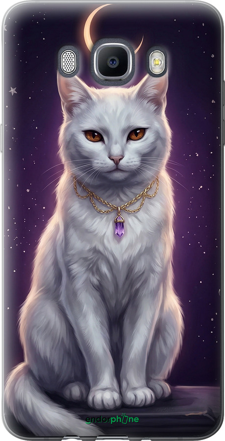 Силіконовий чехол Mystic White Cat Gothic Dark Purple Gold для Samsung Galaxy J7 (2016) J710F - 6805u-263 изображение 