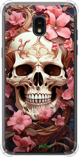 Силикон с усиленными углами чехол Череп в розовых цветах для Samsung Galaxy J7 2018 - 5965sp-1502 изображение 