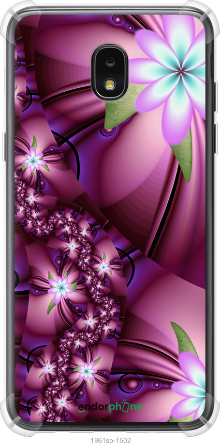 

Силіконовий протиударний с посиленими кутами чохол "Квіткова мозаїка" для Samsung Galaxy J7 2018, Рожевий