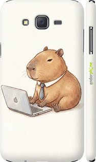 3D пластиковий матовий чехол Funny Capybara CEO Working для Samsung Galaxy J7 J700H - 6777m-101 изображение 
