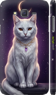 3D пластиковый матовый чехол Mystic White Cat Gothic Dark Purple Gold для Samsung Galaxy J7 J700H - 6805m-101 изображение 