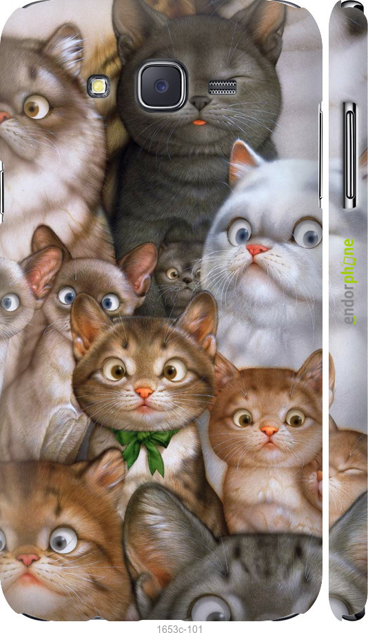 

3D пластиковий матовий чохол "Коти" для Samsung Galaxy J7 J700H