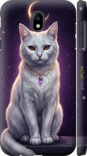 3D пластиковый глянцевый чехол Mystic White Cat Gothic Dark Purple Gold для Samsung Galaxy J7 J730 (2017) - 6805c-786 изображение 