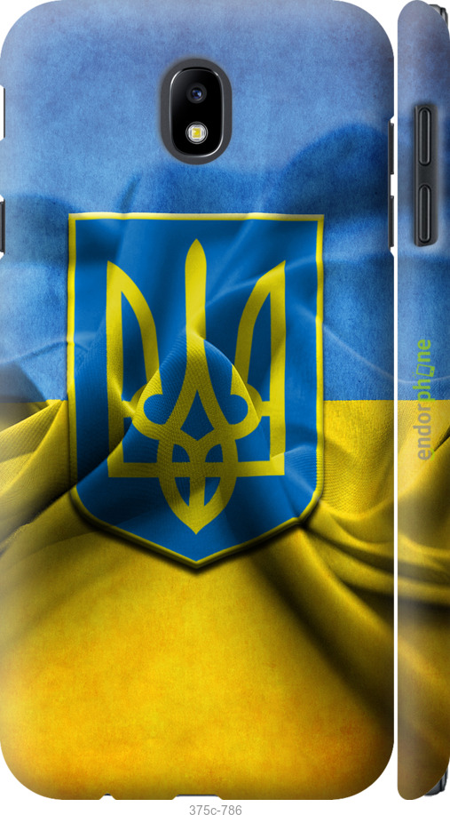 

3D пластиковий матовий чохол "Прапор та герб України" для Samsung Galaxy J7 J730 (2017), Блакитний