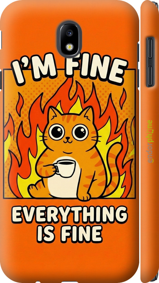 3D пластиковый матовый чехол Funny Cat для Samsung Galaxy J7 J730 (2017) - 6786m-786 изображение 