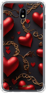Силикон с усиленными углами чехол Сердечки для Samsung Galaxy J7 J730 (2017) - 5831sp-786 изображение 