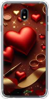Силикон с усиленными углами чехол Сердечки v3 для Samsung Galaxy J7 J730 (2017) - 5833sp-786 изображение 