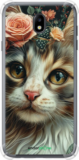 Силіконовий протиударний с посиленими кутами чехол Cats and flowers для Samsung Galaxy J7 J730 (2017) - 6069sp-786 изображение 