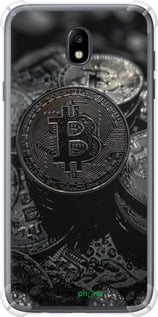 Силикон с усиленными углами чехол Black Bitcoin для Samsung Galaxy J7 J730 (2017) - 6090sp-786 изображение 