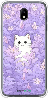Силикон с усиленными углами чехол Котик в цветах для Samsung Galaxy J7 J730 (2017) - 6390sp-786 изображение 