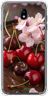 Силикон с усиленными углами чехол Вишня в шоколаде для Samsung Galaxy J7 J730 (2017) - 6698sp-786 изображение 