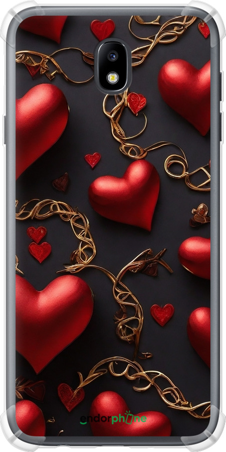 Силикон с усиленными углами чехол Сердечки для Samsung Galaxy J7 J730 (2017) - 5831sp-786 изображение 