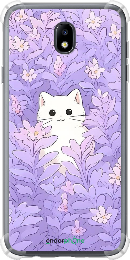 Силикон с усиленными углами чехол Котик в цветах для Samsung Galaxy J7 J730 (2017) - 6390sp-786 изображение 