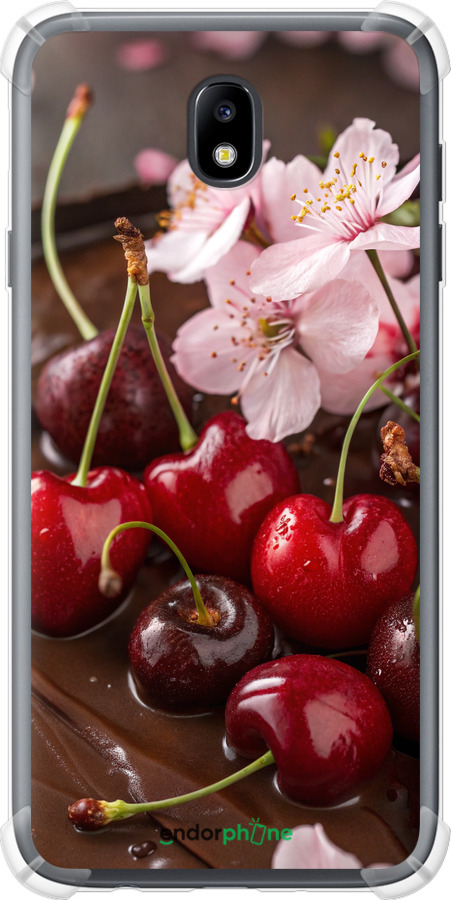Силикон с усиленными углами чехол Вишня в шоколаде для Samsung Galaxy J7 J730 (2017) - 6698sp-786 изображение 