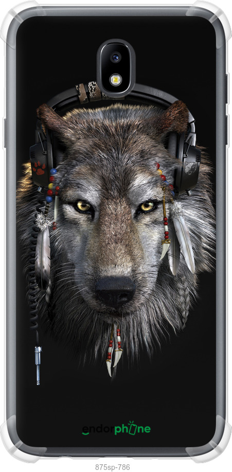Силикон с усиленными углами чехол Волк-меломан для Samsung Galaxy J7 J730 (2017) - 875sp-786 изображение 