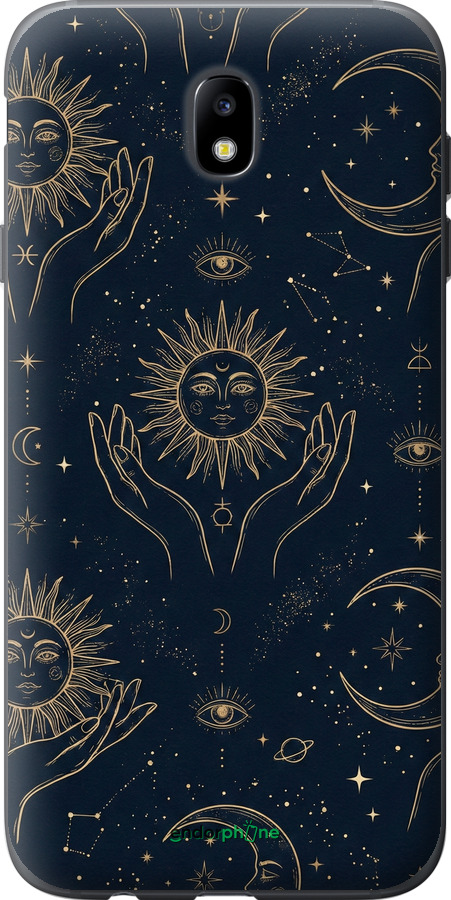 2D пластиковий чехол Celestial Harmony: Sun & Moon Gold Mystic Pattern для Samsung Galaxy J7 J730 (2017) - 6778t-786 изображение 